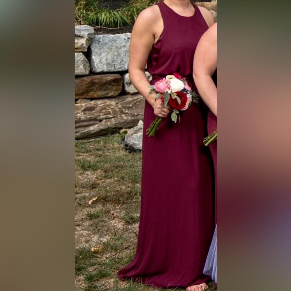 White by Vera Wang Bridesmaid Dress in Wine color, with belt attachment.